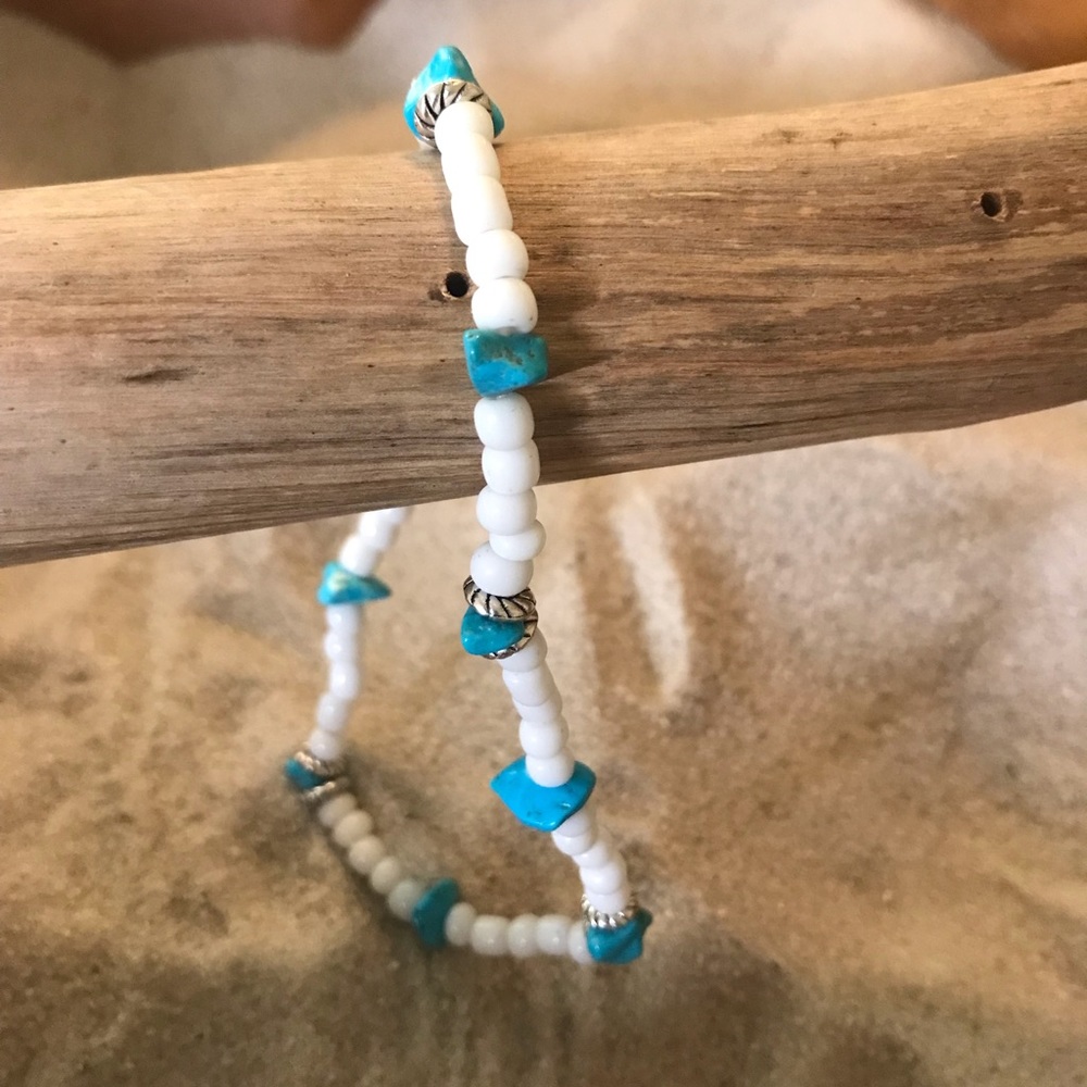 Handmade turquoise anklet